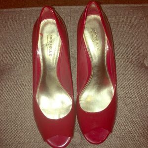 Michelle D red open toe pumps